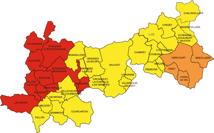 Carte : L'avant-pays d'Héricourt