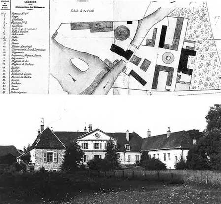 Forges de Pesmes (70), plan ancien et vue sur jardin