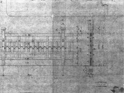 Extrait 1 plan et coupe clôture modèle en béton armé Portillon Cité Damparis-Tavaux 02 1930 - CAUE39 - DAMPARIS (39500)
