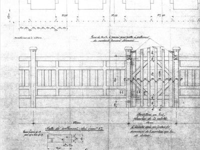 Extrait 2 plan et coupe clôture modèle en béton armé Cité Damparis-Tavaux 02 1930 - CAUE39 - DAMPARIS (39500)