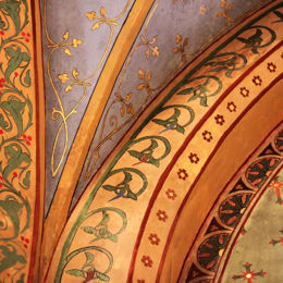 <p>Eglise Saint-Cloud (XVIe si&egrave;cle, inscrit &agrave; l'inv. sup.) - int&eacute;rieur, peinture murale d&eacute;tail (restauration simon buri architecte), juin 2016 simon buri phot. / CAUE39</p> - MAYNAL (39190)