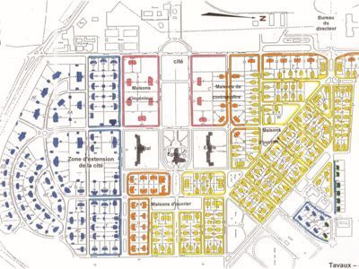 Tavaux cité - plan colorisé typologie bâti 2012 caue39 - TAVAUX (39500)