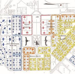 Tavaux cité - plan colorisé typologie bâti 2012 caue39 - TAVAUX (39500)